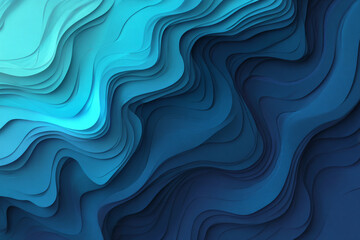 Abstract flowing layers of blue and teal create a sense of depth and movement resembling water or rolling hills
