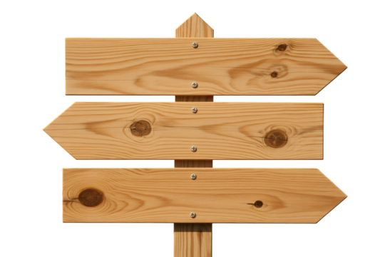Rustic wooden signpost with arrow pointers directing the way forward, symbolizing choice, guidance, and navigation through life's journey and business strategies
