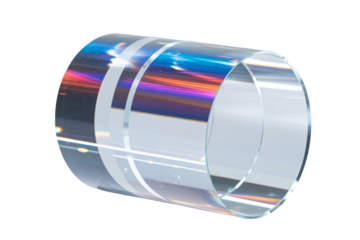 Capture stunning optical effects with this translucent cylinder, displaying vibrant light refractions and creating a modern, abstract design element.