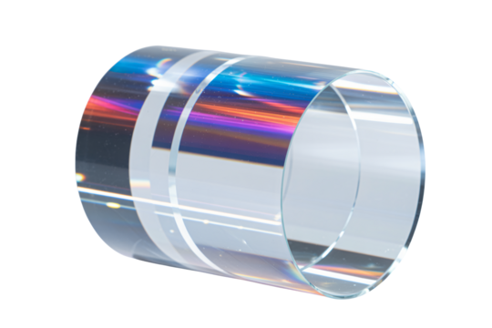 Capture stunning optical effects with this translucent cylinder, displaying vibrant light refractions and creating a modern, abstract design element.
