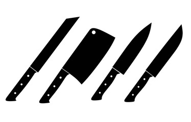 kitchen knife silhouette vector isolated, cooking tools, utensil icons, and food industry graphics. Simple black shape isolated on white background.