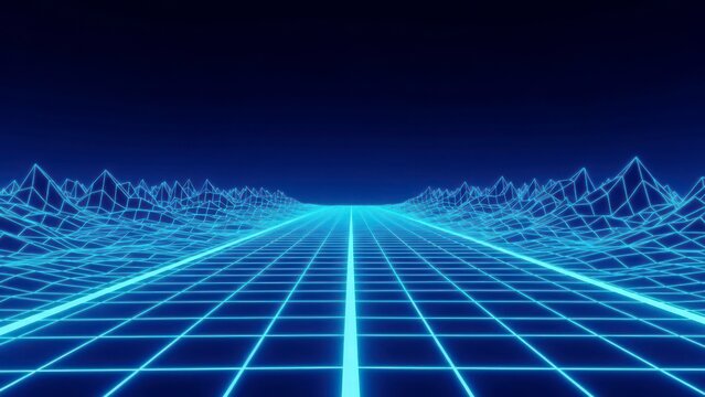 Neon Horizon: An abstract depiction of a futuristic highway, bathed in vibrant neon light, stretching towards a distant horizon.