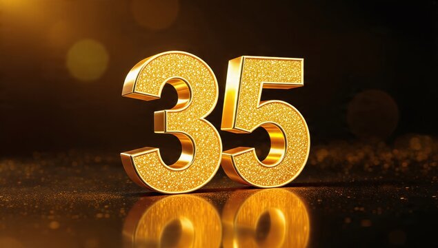 Celebrate a golden 35th anniversary or birthday with this sparkling number, perfect for invitations and milestone celebrations