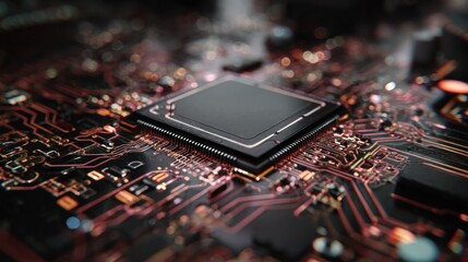 Detail of a Central Processing Unit (CPU) Microchip with Intricate Circuitry