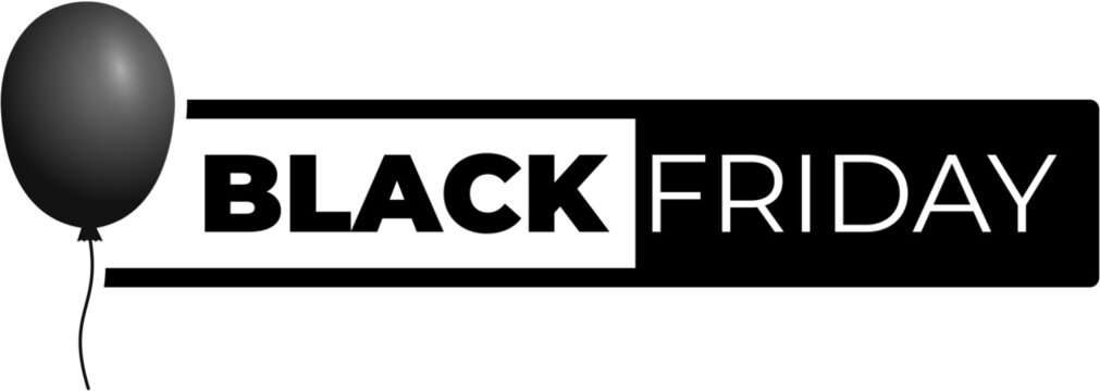 Black Friday typography banner. Black Friday modern linear typography text illustration isolated on white background. Design template for Black Friday sale banner