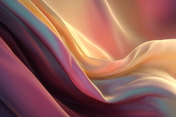 Obraz premium Flowing abstract fabric with smooth color transitions in pink gold and teal hues