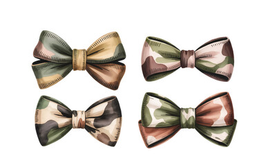 Camouflage Military Bows in Watercolor Art