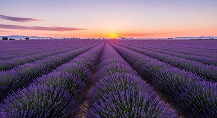 Obraz premium Lavender Fields at Sunset Aromatic Beauty in the Countryside
