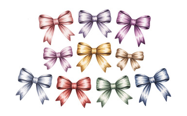 Pastel Ribbon Bow Collection in Watercolor Style