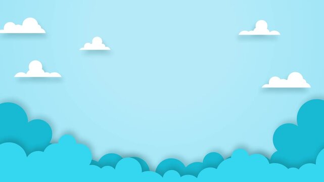 Soft layered paper cut cloud animation with smooth movement and clean sky space. Perfect for calm mood, kids content, intros, dreamy themes, and floating background scenes.
