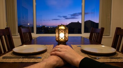 Patient Anticipation Waiting for Maghrib Prayer at Dinner Table