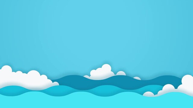 Soft layered paper cut cloud animation with smooth movement and clean sky space. Perfect for calm mood, kids content, intros, dreamy themes, and floating background scenes.