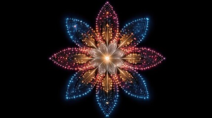 Colorful Radiant Flower Design with Intricate Sparkle Details