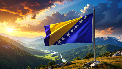 Bosnia And Herzegovina Flag Waving