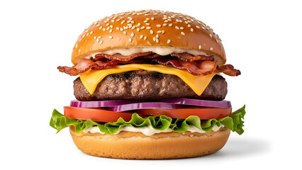 Delicious Burger with Bacon and Fresh Ingredients