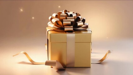 Elegant golden gift box with sparkling surprises, perfect for festive celebration videos and greeting cards - Powered by Adobe