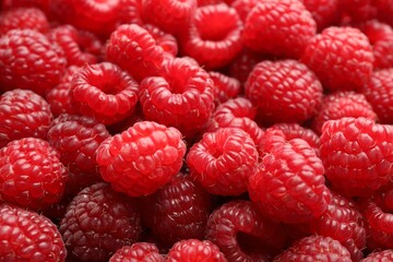 Fresh ripe raspberries as background, closeup view