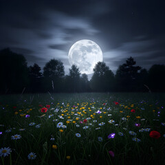 Nature view beautiful moon rise on the sky.