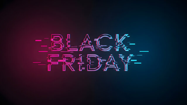 Digital Cyber Glitch Art Effect Black Friday Typography Design