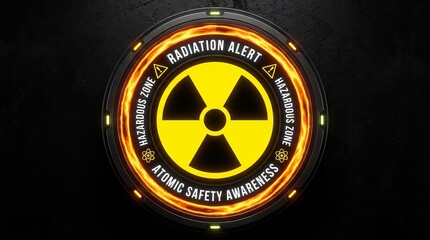 Nuclear energy radioactive symbol, emphasizing radiation alert, hazardous zone, and atomic safety awareness