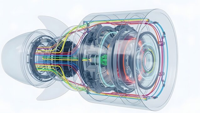 Detailed anatomical illustration of the human eye showing intricate internal structures and optic nerve pathways with vibrant color coded connections on a white background