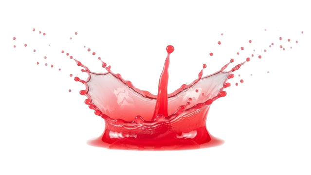 Dynamic crimson liquid splash effect on pristine backdrop capturing movement and translucence vividly depicted 150 characters