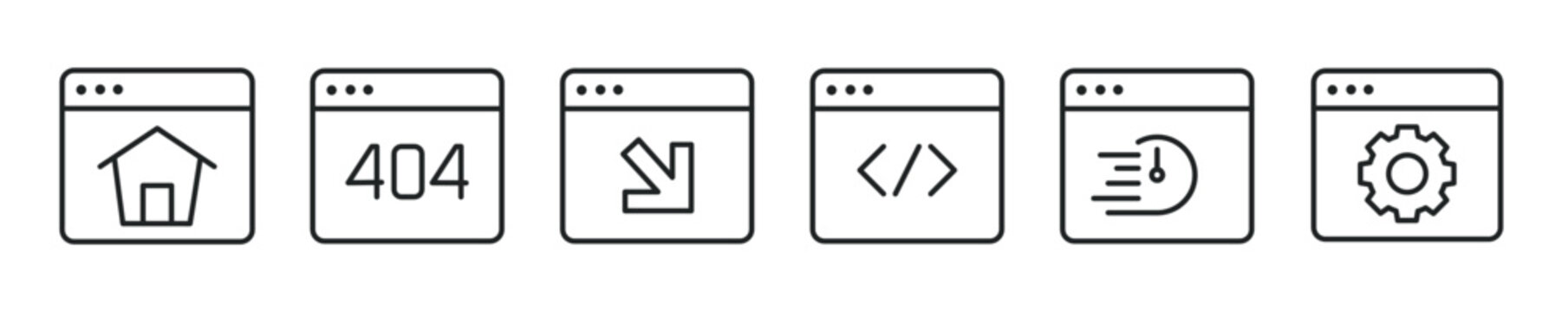 Website thin line icon set. Web minimal editable stroke icons