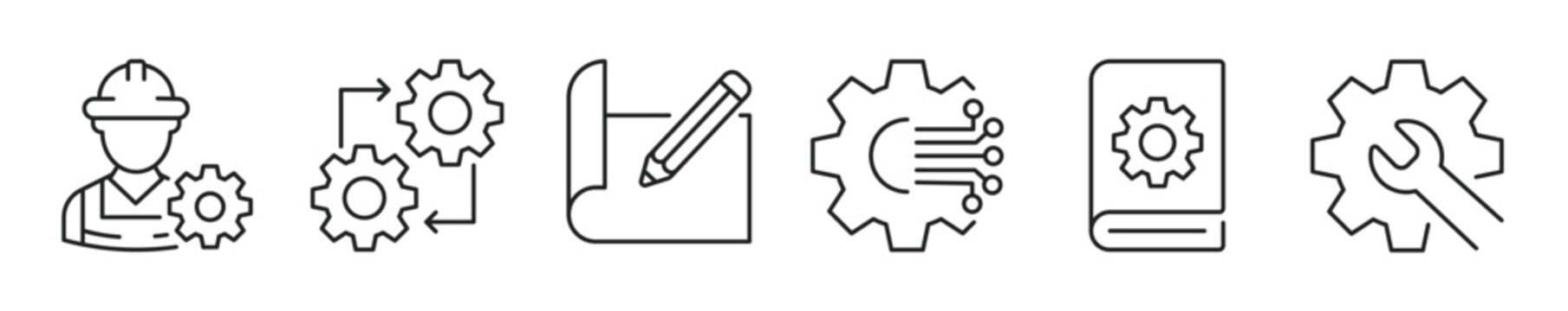 Engineering thin line icon set. Web minimal editable stroke icons