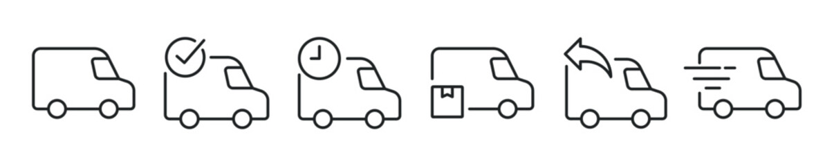 Cargo Van thin line icon set. Web minimal editable stroke icons © Abbasy  Kautsar