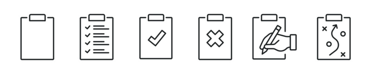 Clipboard thin line icon set. Web minimal editable stroke icons © Abbasy  Kautsar