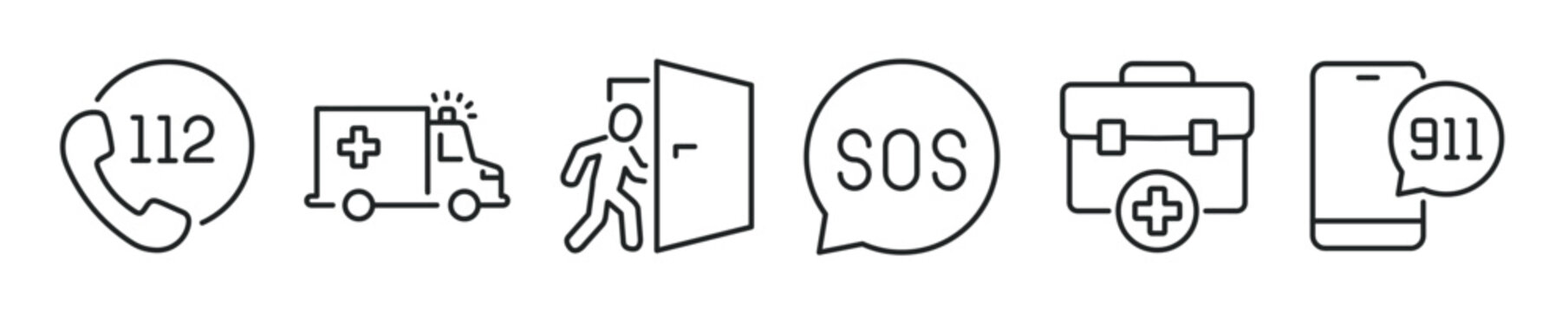 Emergency thin line icon set. Web minimal editable stroke icons