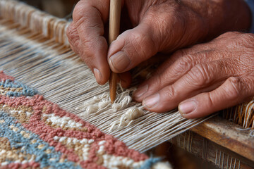 Artisans create beautiful patterned rugs in a traditional Turkish workshop, showcasing their skills and dedication to craftsmanship