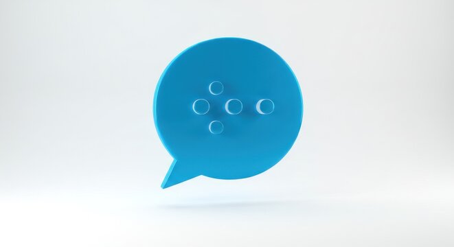 Blue Speech Bubble Icon on White Background.