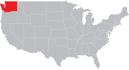 Obraz premium Washington State on Map of USA Editable Vector