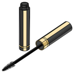 blank eyeliner mascara tube golden cap mockup isolated