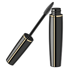 blank eyeliner mascara tube golden cap mockup isolated