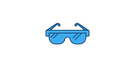 Blue safety glasses icon for eye protection at work.
