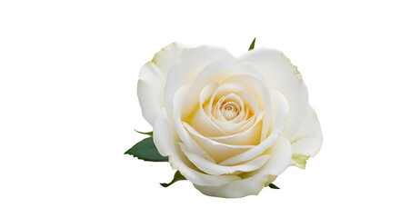 Elegant cream rose blossom close up isolated on transparent background for design use