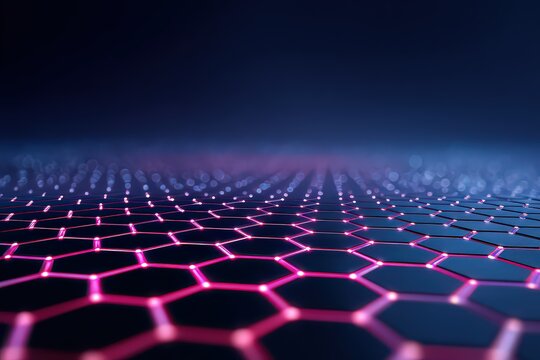 Abstract Hexagonal Pattern with Glowing Edges on Dark Background
