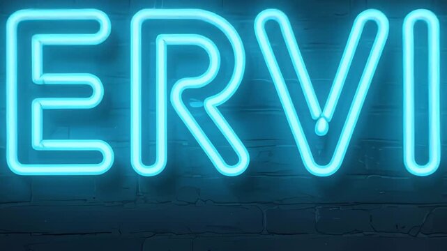 Captivating video showcasing blue neon 'Service' sign on dark brick wall background