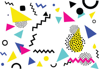 Memphis Style Geometric Pattern with Retro 80s and 90s Design Elements