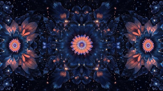 A seamless, horizontally tileable abstract pattern of midnight fireworks or glowing cells. A vibrant, dark background for celebrations, science, or futuristic themes. - Powered by Adobe