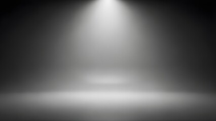 Bright spotlight illuminating a dark stage with subtle smoke effects