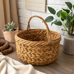 handmade basket woven with natural fibers for rust