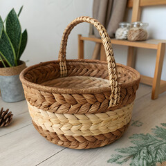 handmade basket woven with natural fibers for rust