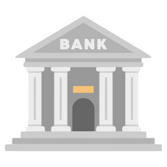 Obraz premium Bank building business finance work flat color vector illustration template design