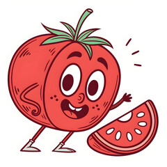cute fruits tomatoes character vector