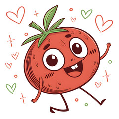 cute fruits tomatoes character vector