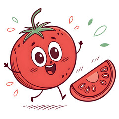 cute fruits tomatoes character vector