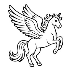 Cute Unicorn Coloring Page Vector
